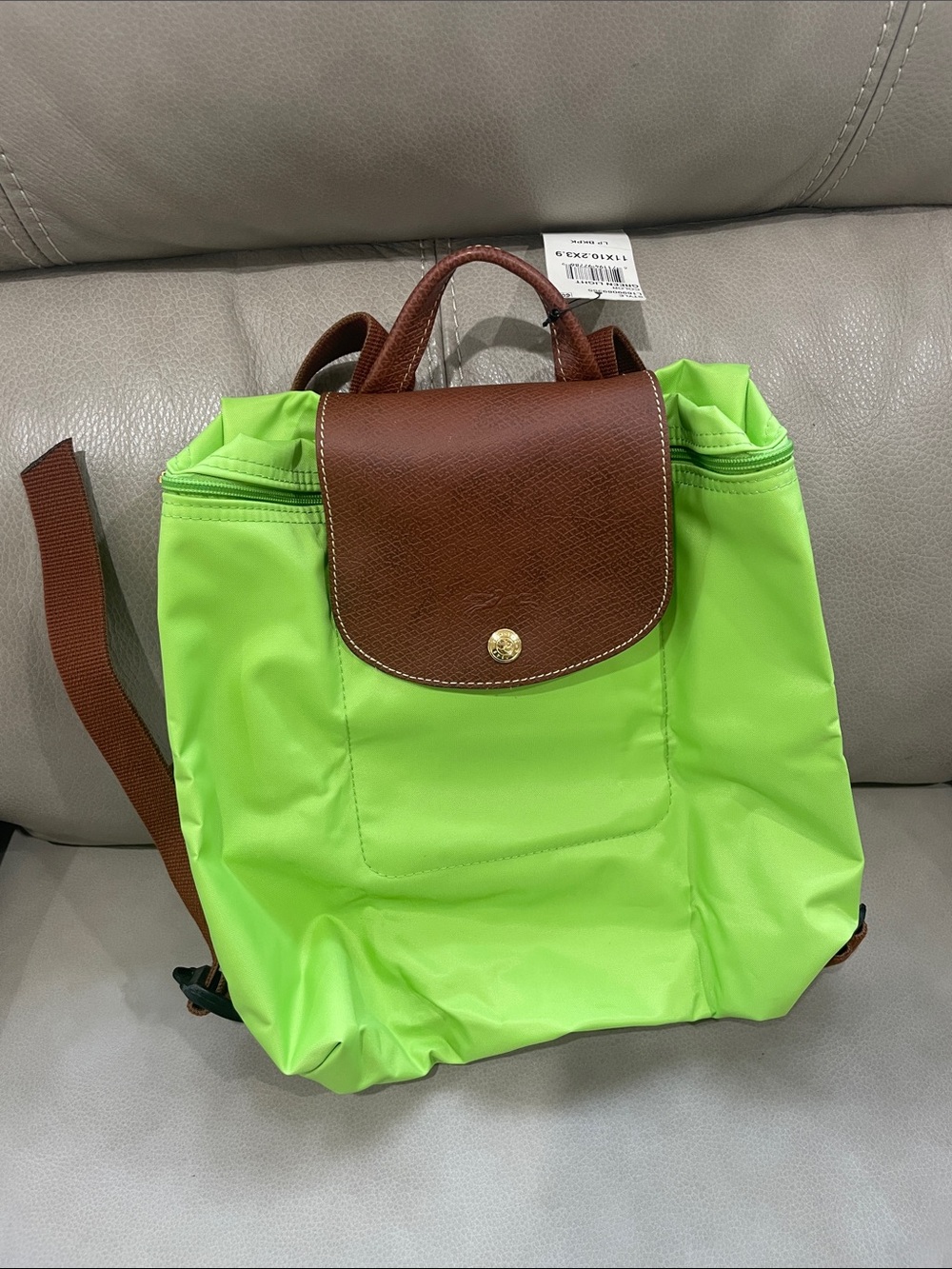 Longchamp Le Pliage Nylon Canvas Backpack Green